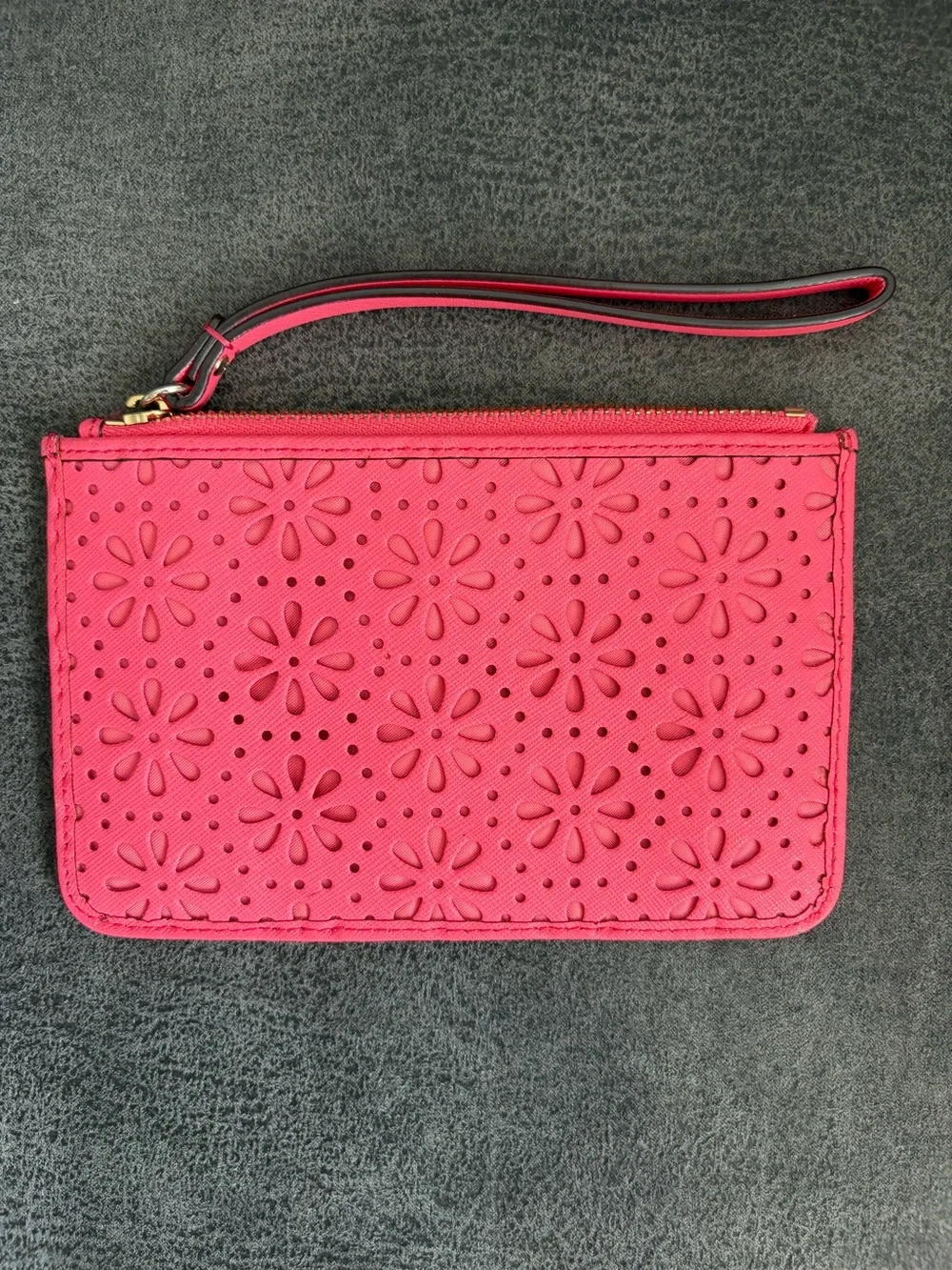 kate spade Pink Floral Laser-Cut Wristlet Clutch